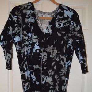 Blue, Grey and Black Patterned Cardigan Sweater